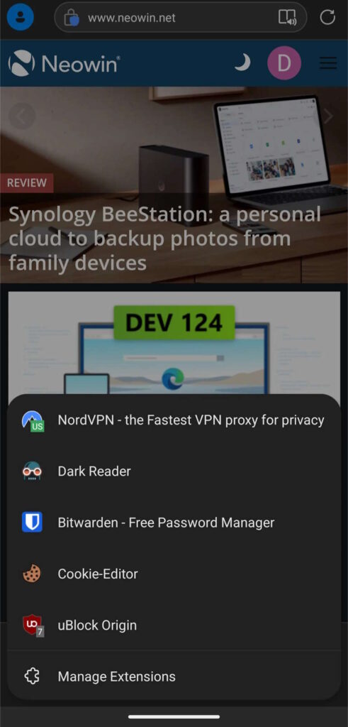 Astuce : Vous pouvez désormais également installer des extensions sur la version Android d'Edge 4 Extensions de navigateur Edge Android