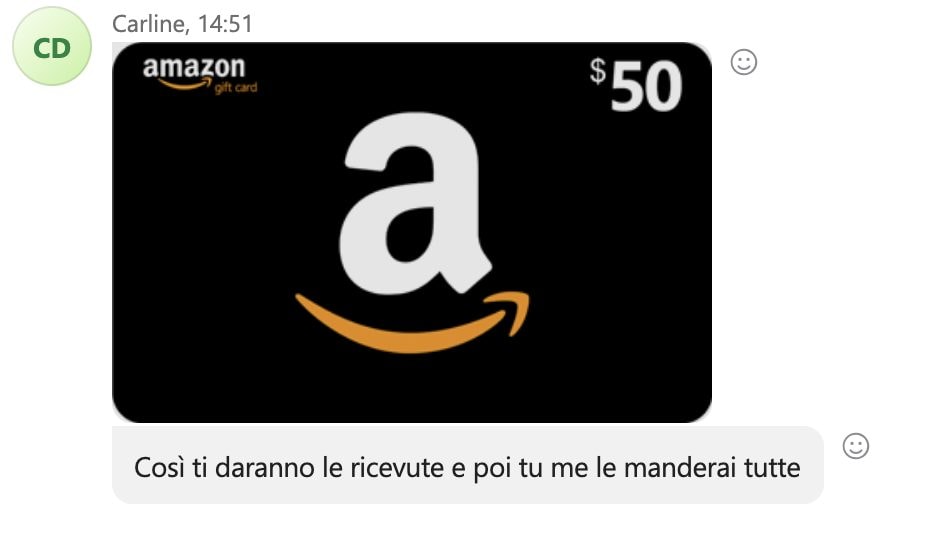 Si cette fille t'écrit, ne réponds pas, c'est une arnaque : comment reconnaître Carline 5 SKYPE | La carta Amazon richiesta da Carline