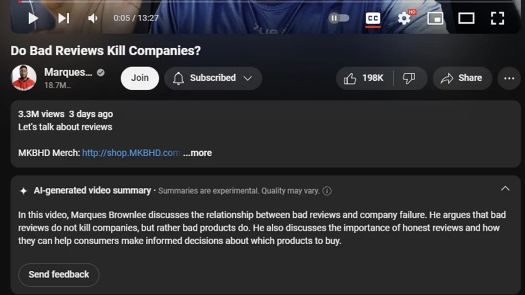 YouTube teste les fonctionnalités de l'IA sur l'application et le site Web 3 YouTube testing new AI features
