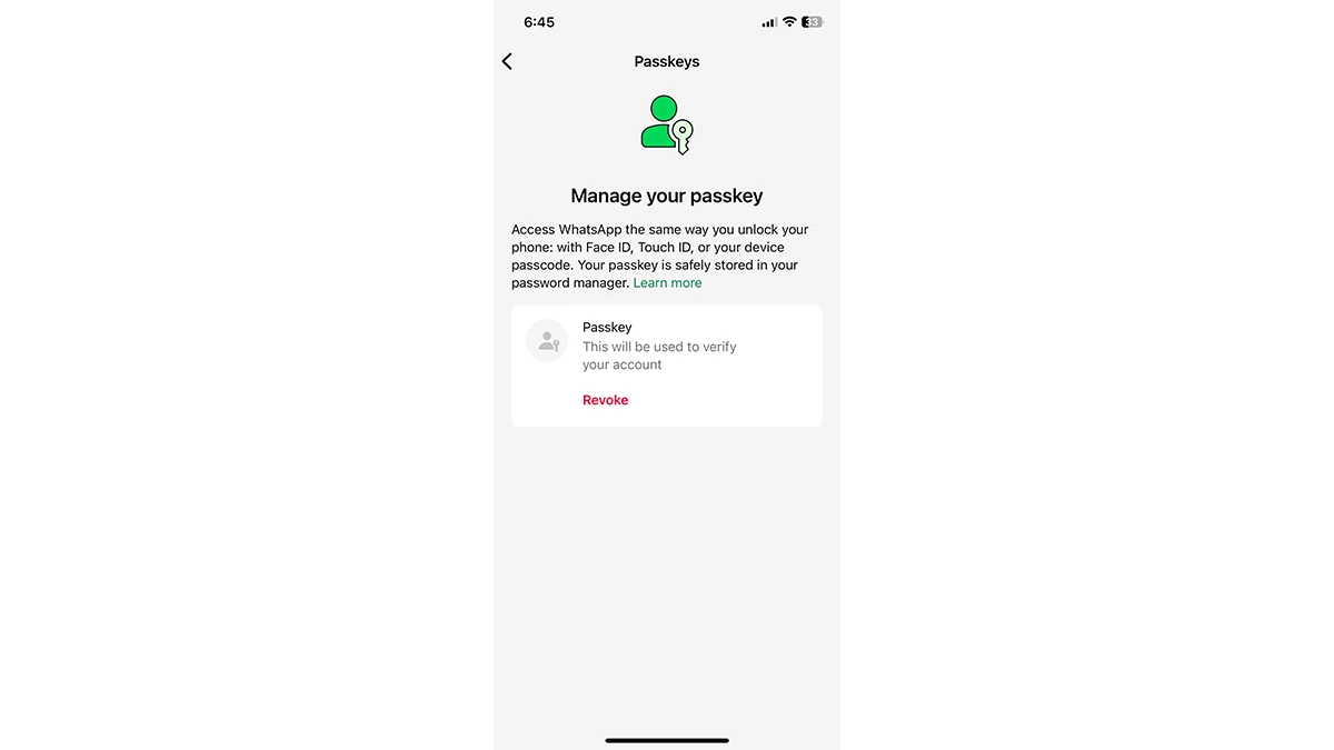 Comment activer les mots de passe pour WhatsApp sur iPhone 3 Comment révoquer les passkeys pour WhatsApp sur iPhone