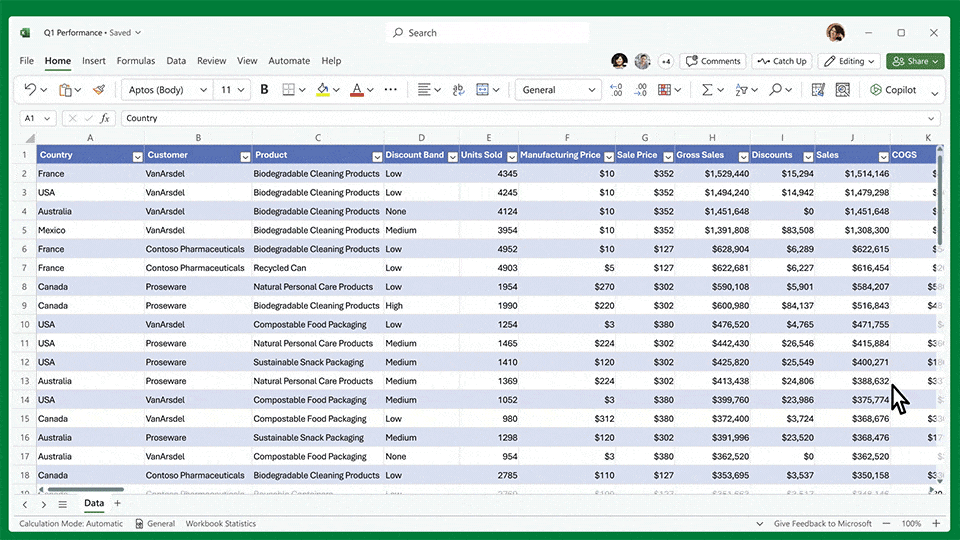Copilot dans Microsoft Excel