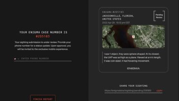 Actuellement, la NASA collabore avec une application pour signaler les OVNIS: comment ça marche 18 ENIGMA LABS | Une capture d'écran d'un signalement d'OVNI