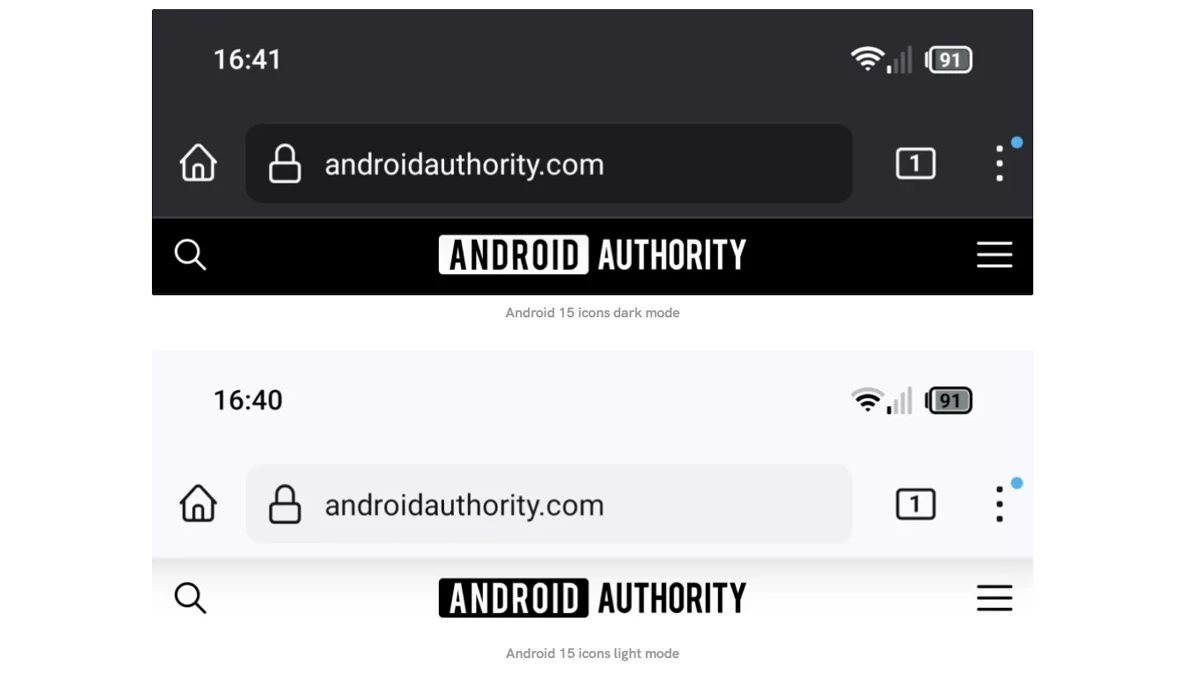 Android 15 pour remanier les indicateurs et icônes de la barre d'état 2 android 15 status bar design leak