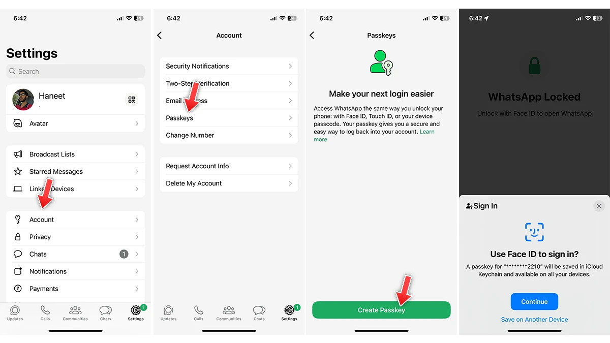 Comment activer les mots de passe pour WhatsApp sur iPhone 2 Comment activer les passkeys pour WhatsApp sur iPhone