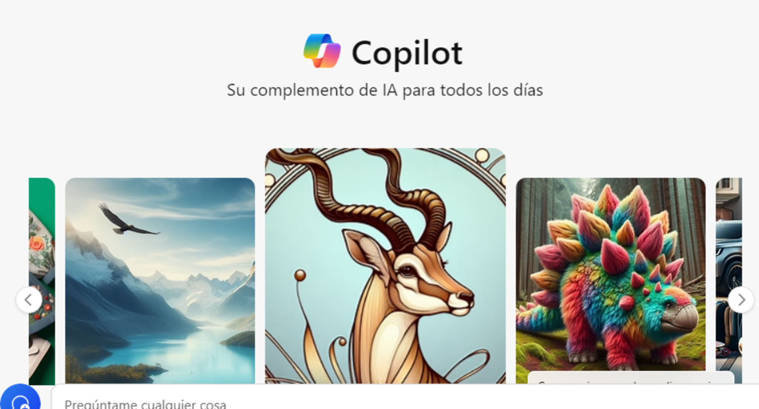 Page d'accueil de Microsoft Copilot