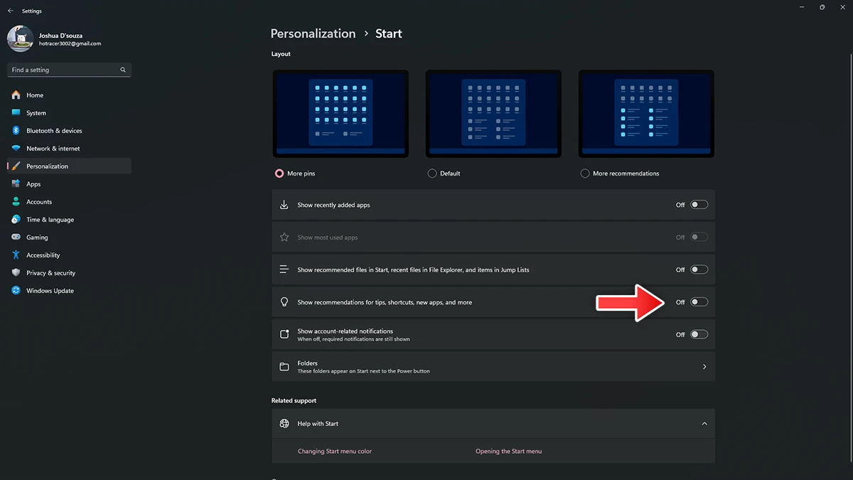 Comment désactiver les recommandations d'application dans le menu Démarrer de Windows 11 2 Comment désactiver les recommandations d'applications dans le menu Démarrer de Windows 11