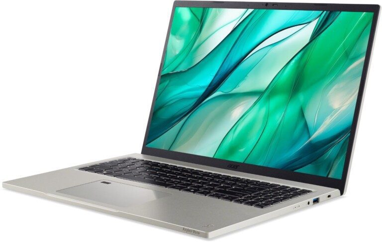 Les meilleurs ordinateurs portables IA 2024 : plus de puissance de calcul pour les créatifs 2 L'Acer Aspire Vero 16 est en partie composé de matériaux recyclés. (Photo : Acer)