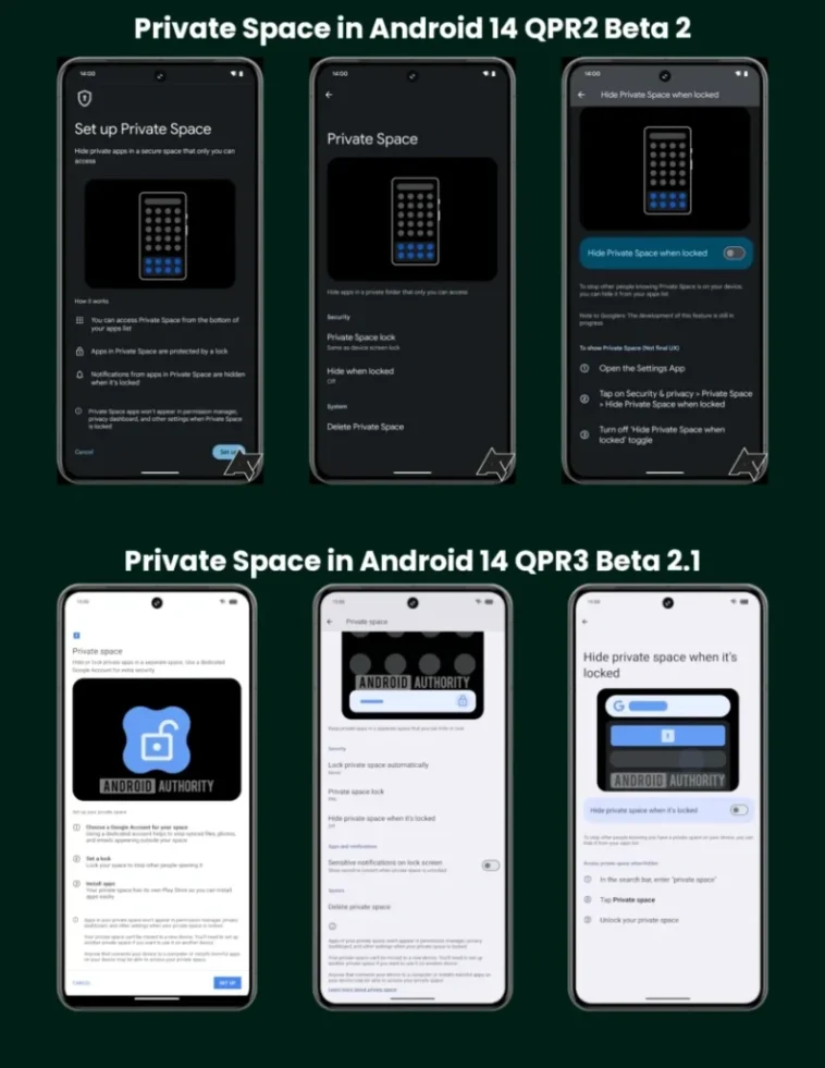 L'option Espace Privé d'Android 15 repérée en action 1 Fonctionnalité Espace privé d'Android 15