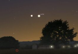 Simulation de la conjonction astronomique du 10 avril. Crédit : Stellarium