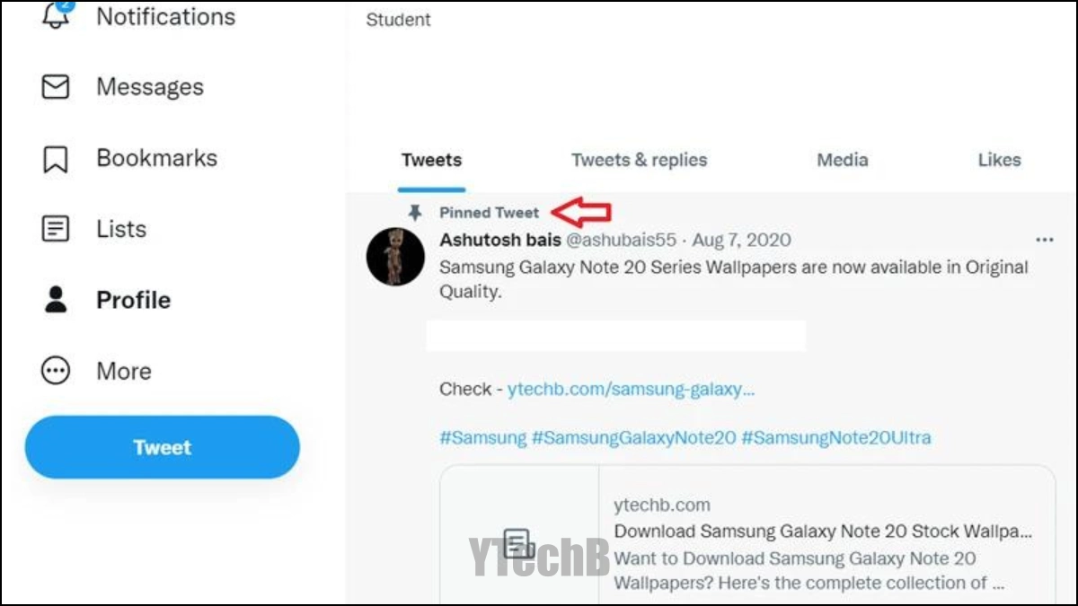 Tweeter épinglé sur votre profil