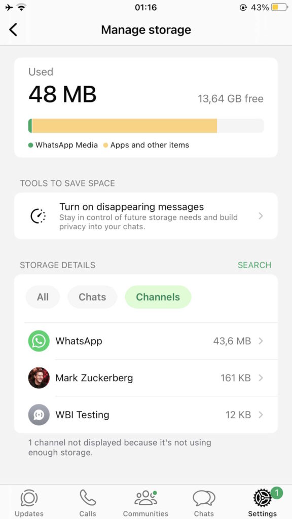 Manque de place sur votre smartphone ? WhatsApp a une nouvelle fonctionnalité qui vous aidera beaucoup 4 Espace de stockage pour smartphone WhatsApp
