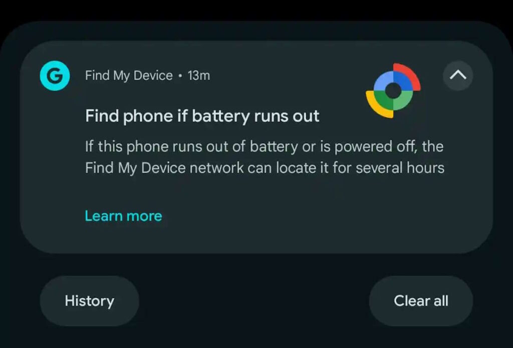 Réseau de batterie Localiser mon appareil Android Pixel 8