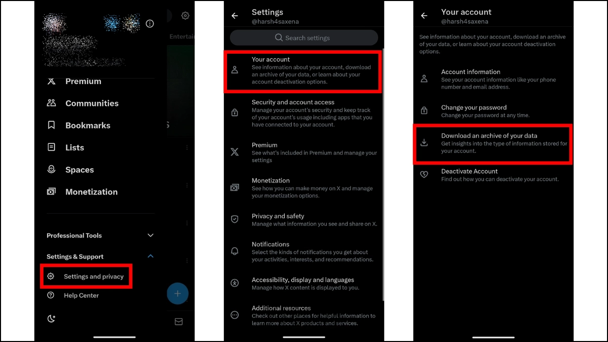 Télécharger une archive de vos données sur Twitter