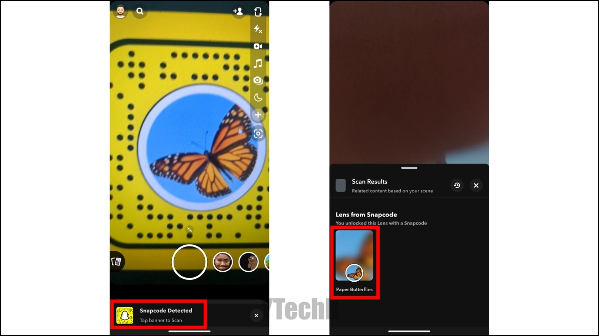 3 Meilleures façons de débloquer l'Objectif Papillons sur Snapchat 5 Utilisation du Snapcode