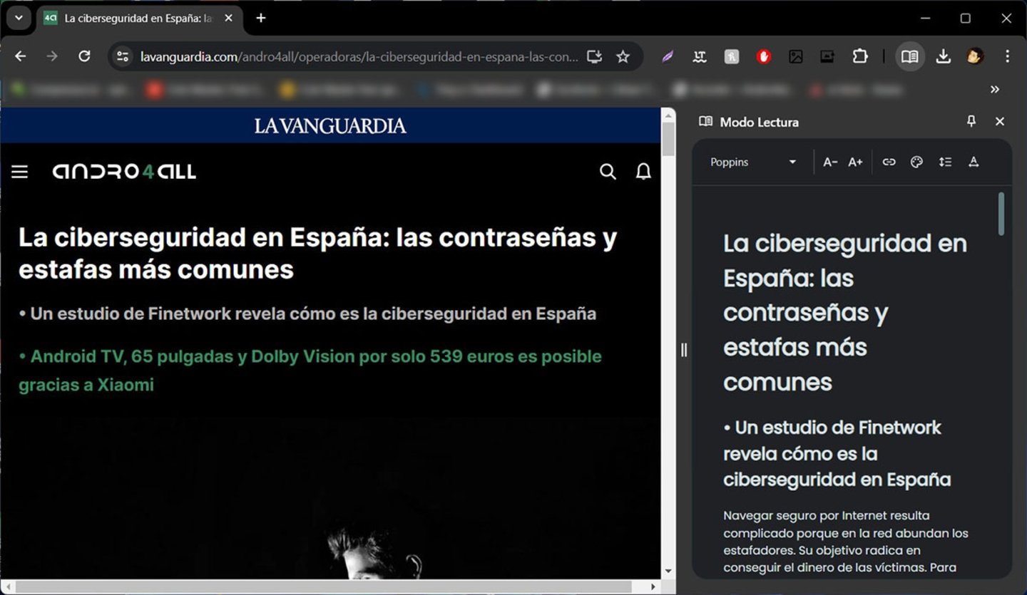 Mode lecture Google Chrome PC