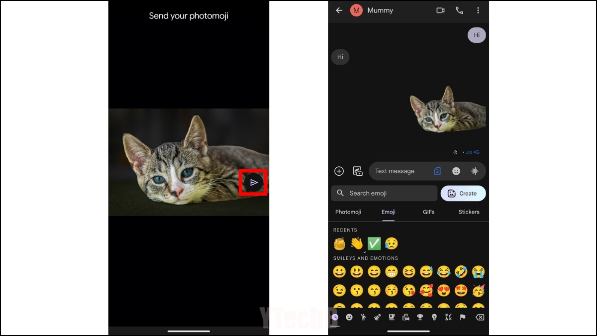 Comment utiliser les Photomoji dans Google Messages 3 Envoyer un Photomoji dans Google Messages