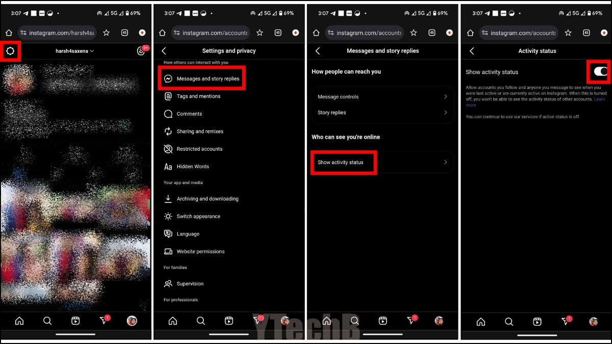 Comment désactiver le statut d'activité sur Instagram [Navigateur mobile]