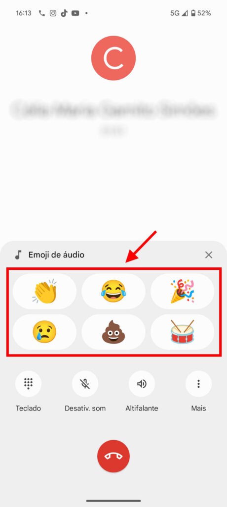 Android emojis áudio chamadas novidade