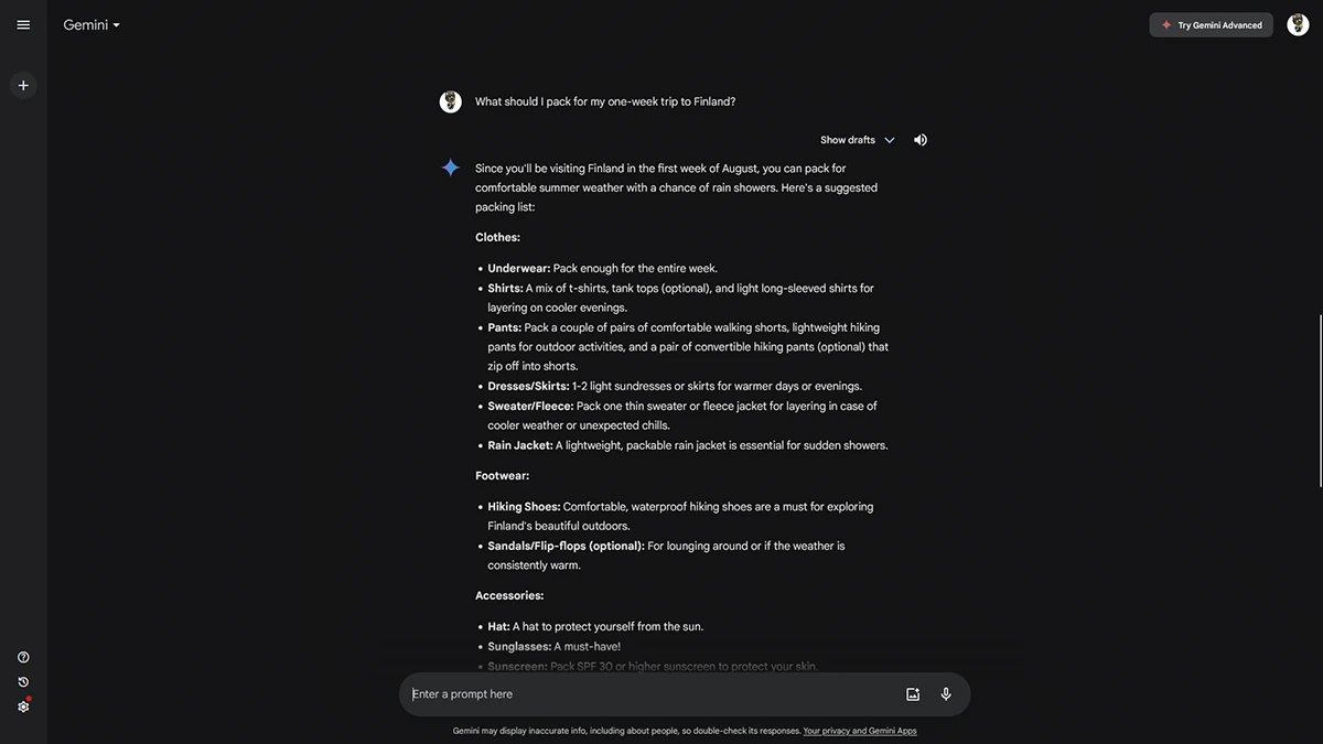 j'ai planifié mon voyage avec google gemini