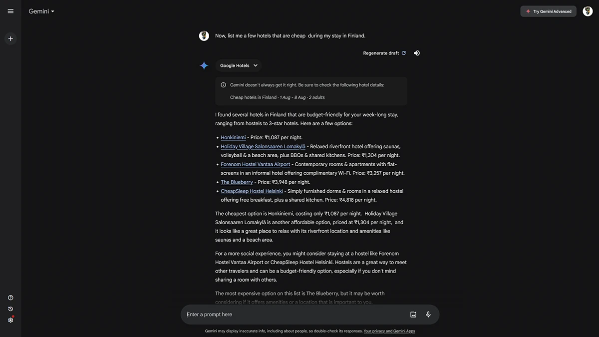 j'ai planifié mon voyage avec google gemini