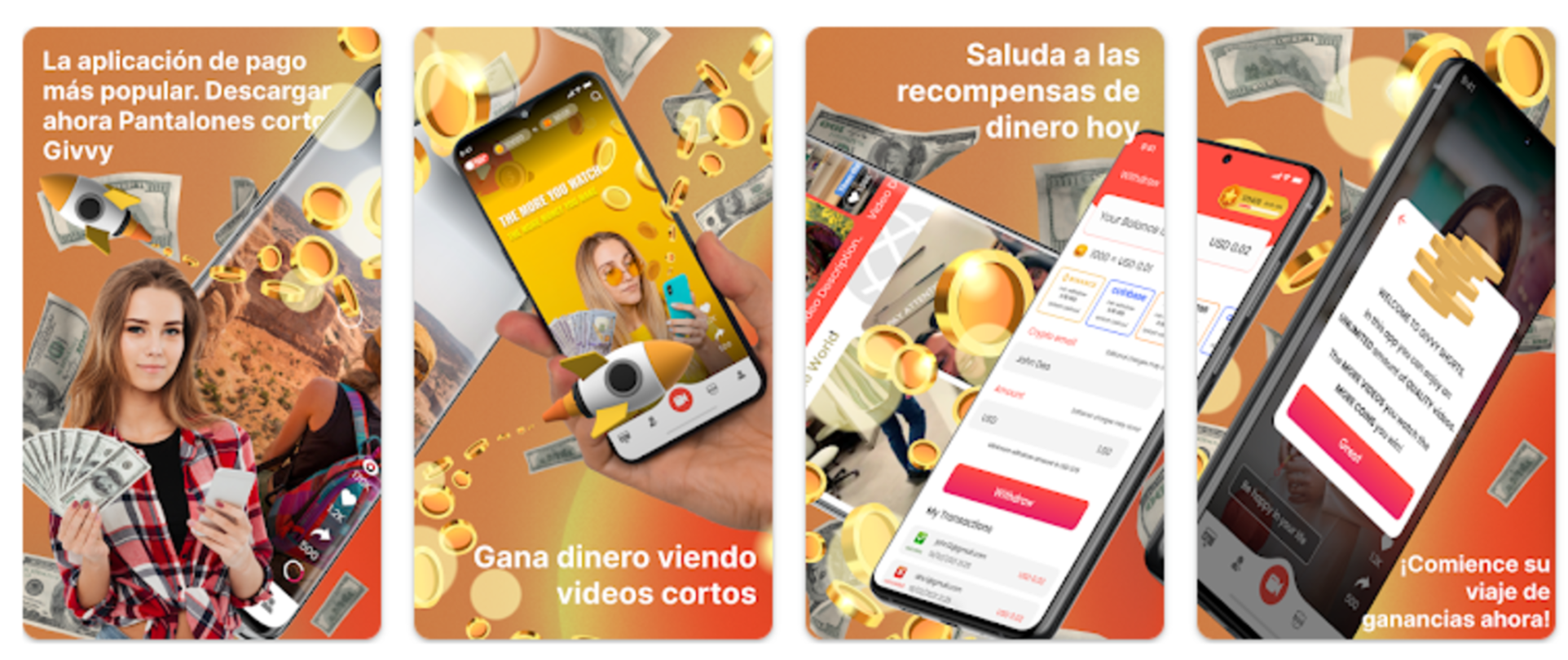 Les 10 meilleures applications pour gagner de l'argent en regardant des vidéos 4 Captures de l'application Givvy