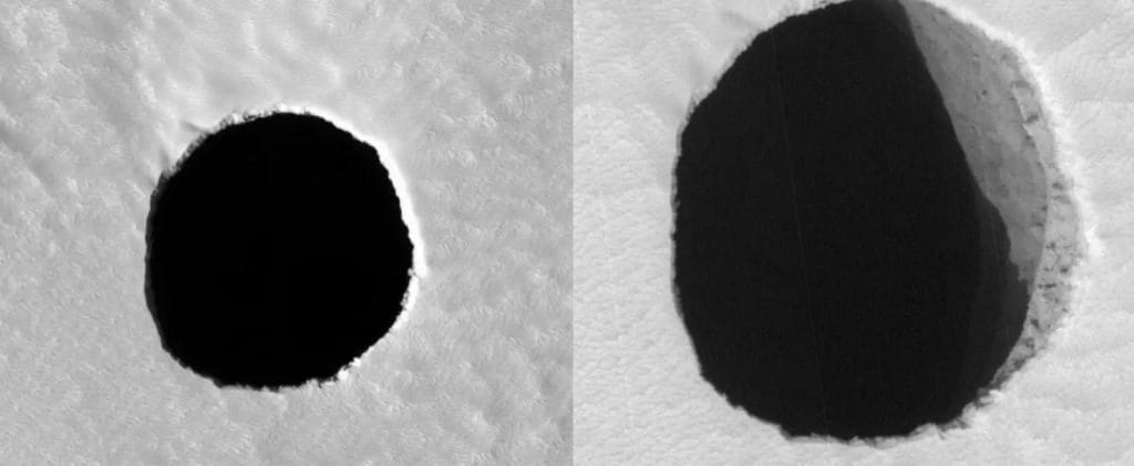 Sur Mars, il y a des trous mystérieux de plus de 100 mètres de profondeur : pourquoi sont-ils importants pour les scientifiques 3 Crédit : NASA/JPL-Caltech/Université d'Arizona