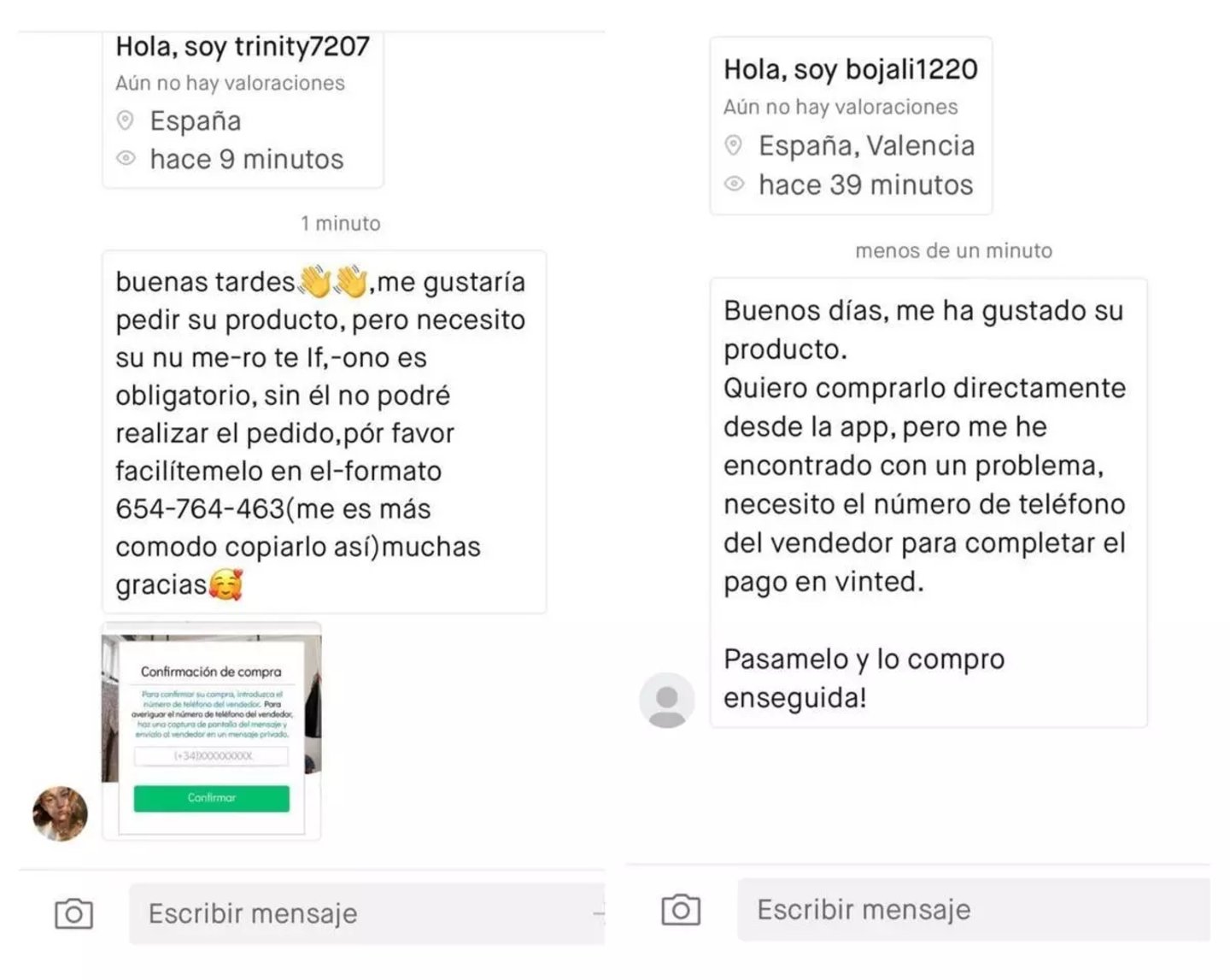 Arnaques sur Vinted : comment les repérer et que faire si vous êtes victime de l'une d'elles 3 Capture d'écran des messages frauduleux de Vinted