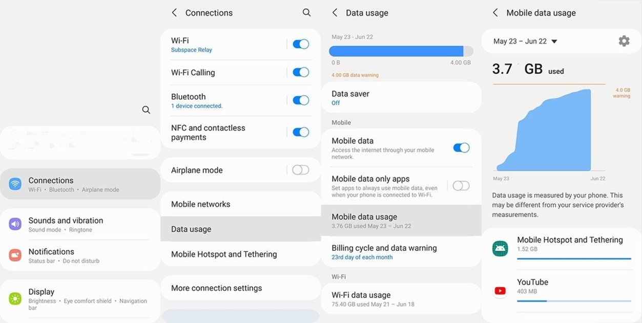 Comment savoir si vous êtes espionné par la caméra du téléphone portable: les 5 clés pour savoir si vous êtes observé 4 Combien de données vous consommez sur Samsung