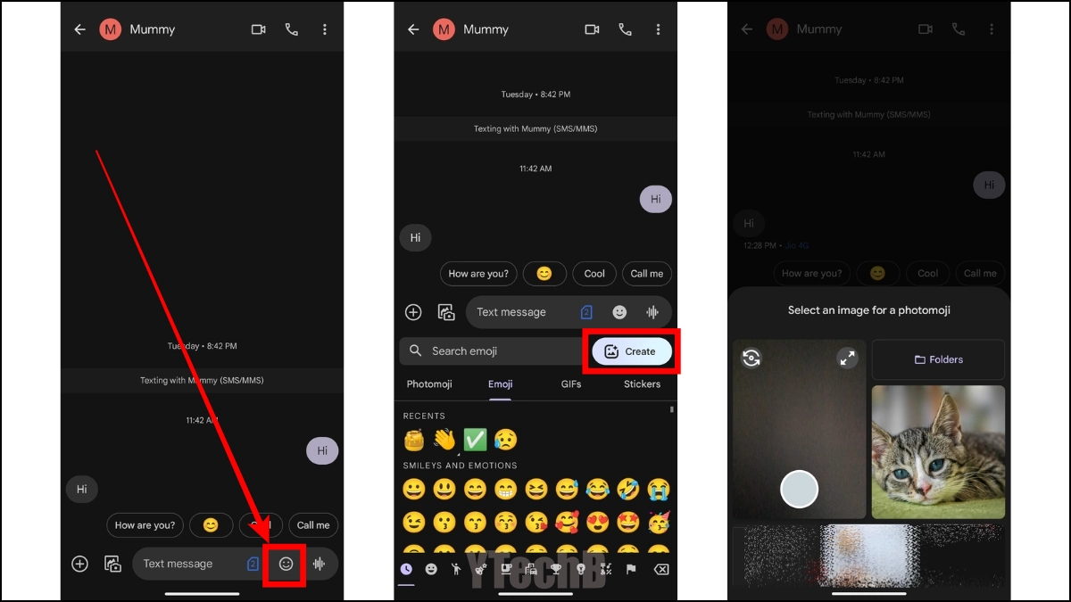Comment utiliser les Photomoji dans Google Messages 2 Créer un Photomoji dans Google Messages