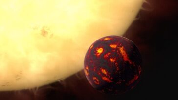 Découverte d'une atmosphère sur une super Terre pour la première fois : la planète rocheuse est à 41 années-lumière de nous. 11 Illustration de 55 Cancri e. Crédit : ESA/HUBBLE