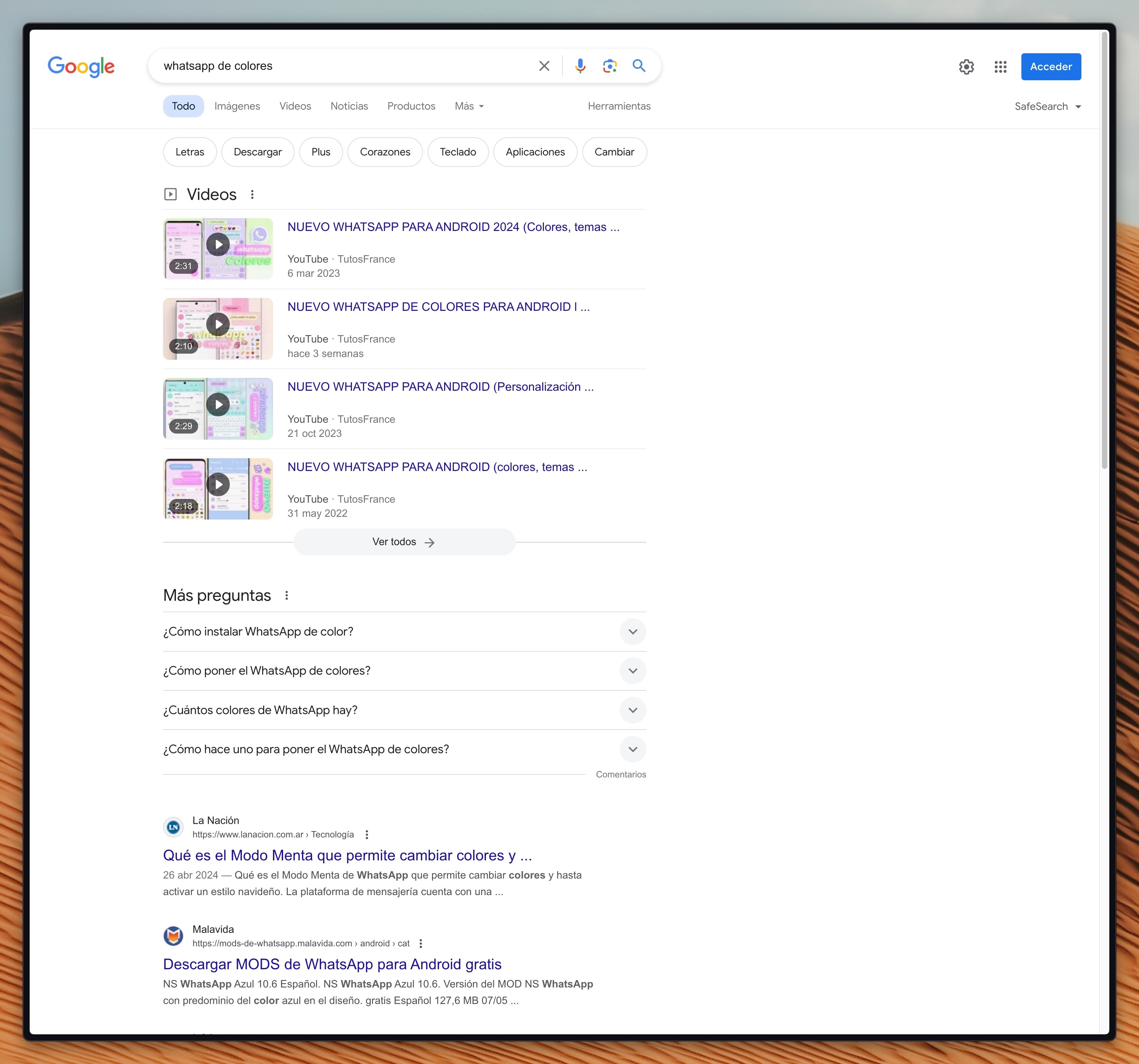 Résultats de recherche de WhatsApp de couleurs