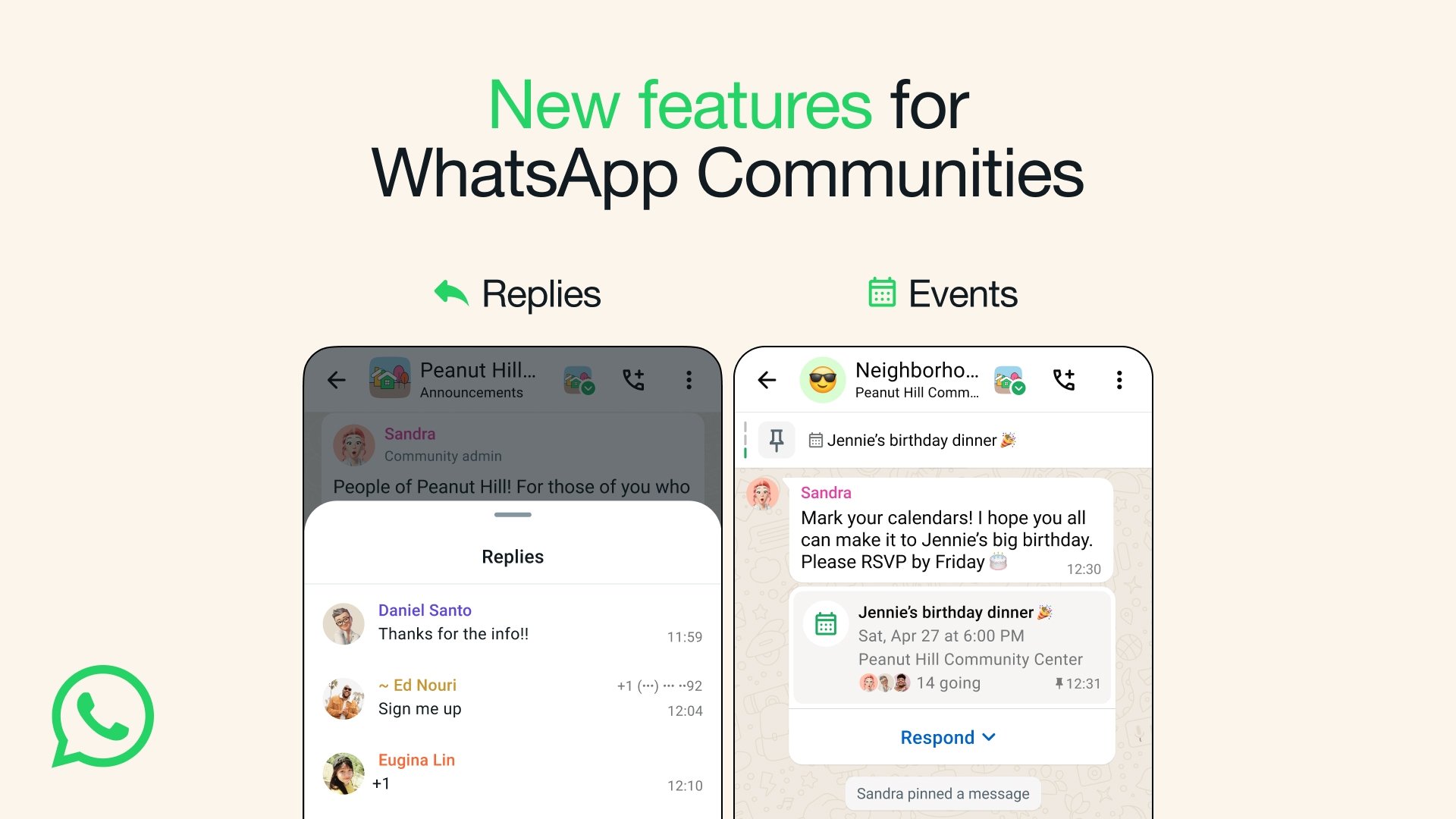 Meta lance deux nouvelles (et utiles) fonctionnalités sur WhatsApp 3 Événements et réponses dans les Communautés WhatsApp
