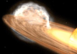 Illustration de l'explosion de la nova T Coronae Borealis (T CrB), également connue sous le nom de Blaze Star (étoile