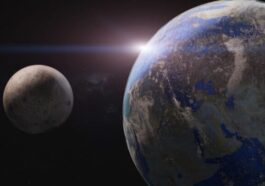 Illustration de la Lune près de la Terre
