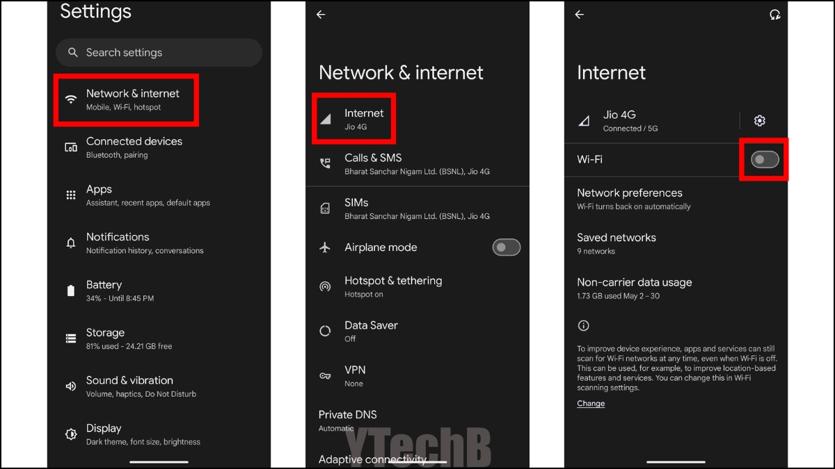5 solution pour l'état de déconnexion du réseau mobile Android 4 Désactiver la connexion Wi-Fi