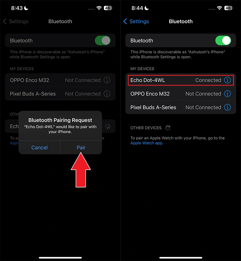 Comment connecter Alexa à l'iPhone (via Bluetooth ou WiFi) 6 Connecter l'appareil Alexa à l'iPhone via Bluetooth