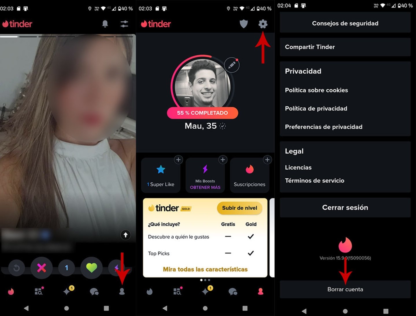 Accéder aux paramètres de votre compte Tinder