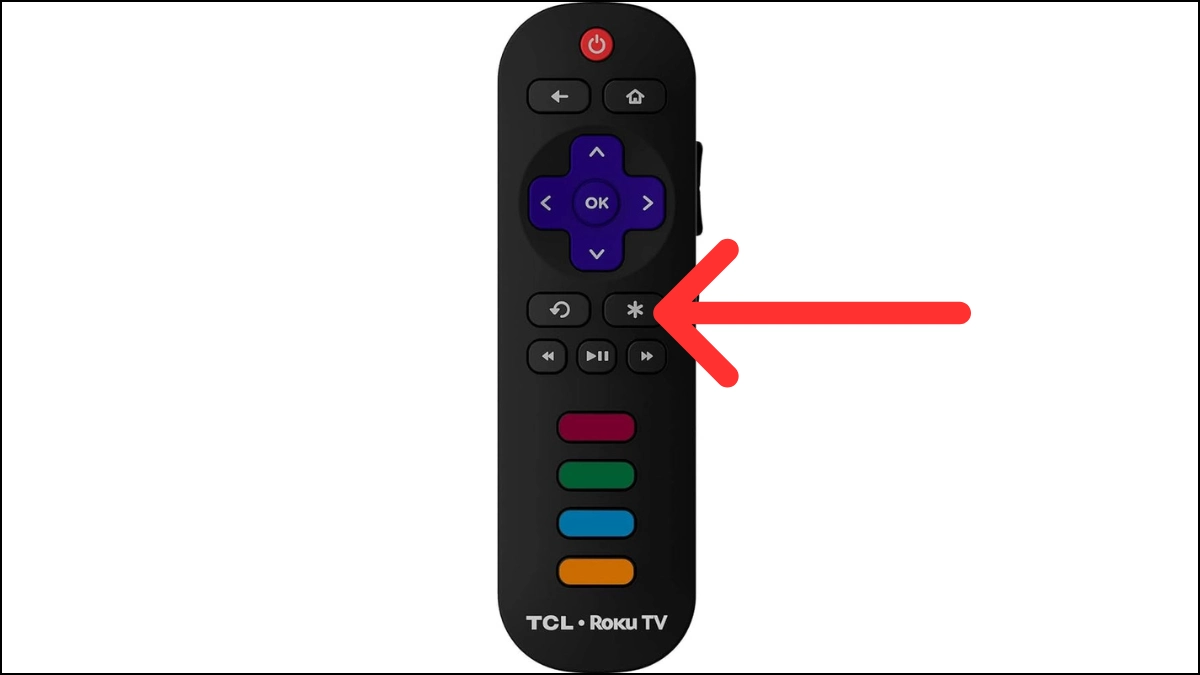 Télécommande du téléviseur TCL Roku - bouton Astérisque