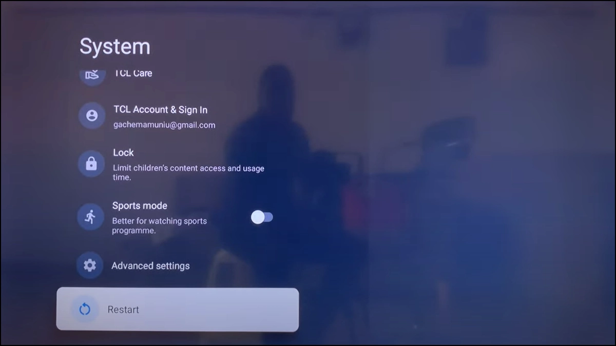 Redémarrer le TCL Google TV