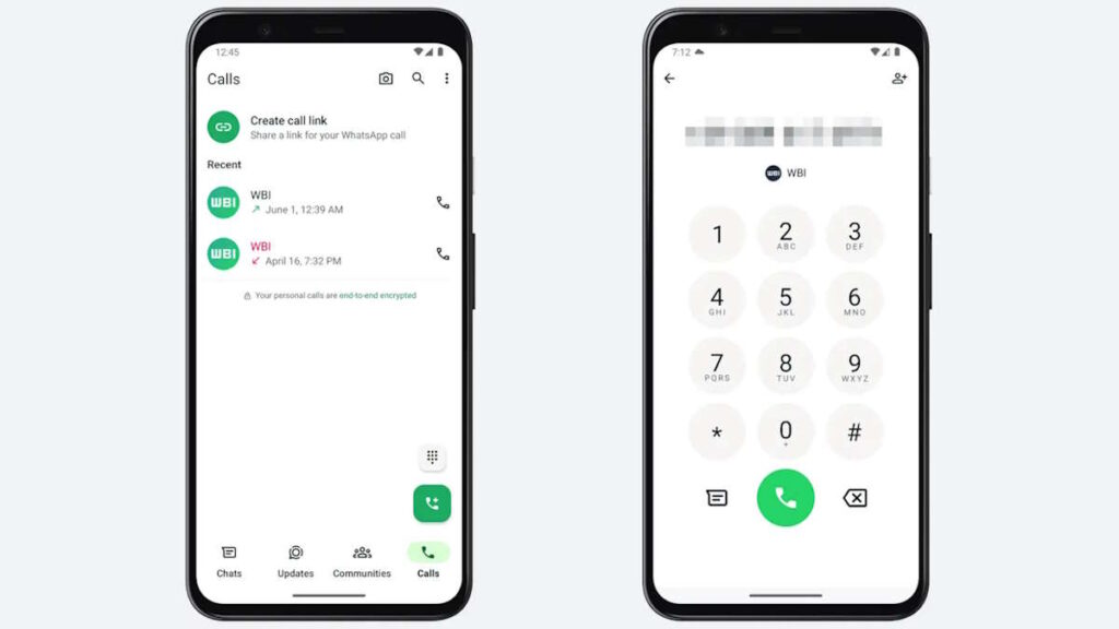 WhatsApp appels numéro clavier de composition
