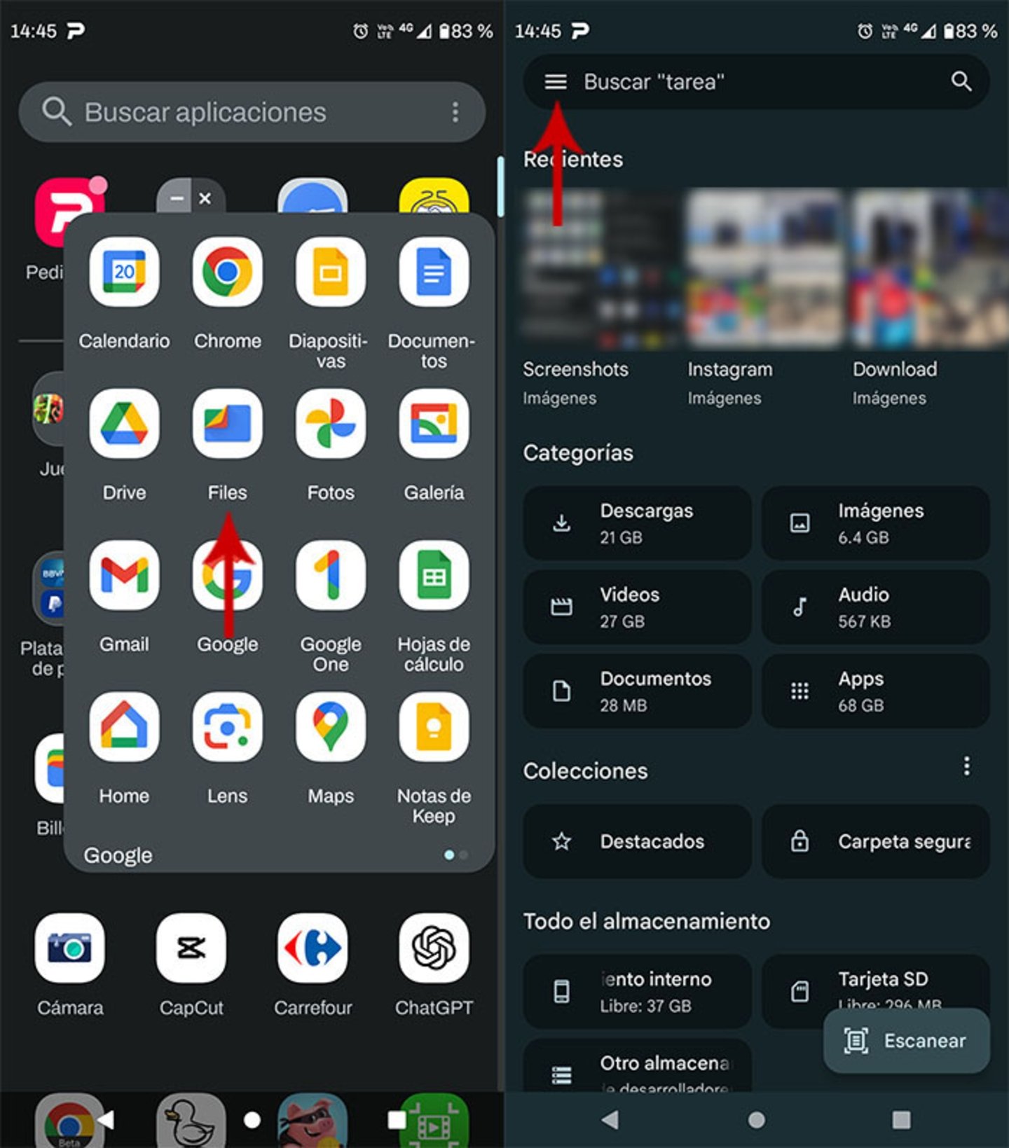 Comment savoir combien de stockage votre téléphone mobile a et combien vous en avez besoin 4 Aller aux paramètres de Google Files