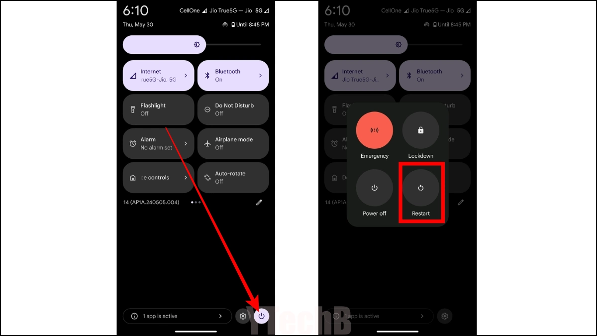 5 solution pour l'état de déconnexion du réseau mobile Android 2 Redémarrez votre téléphone