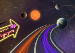 Illustration d'une superterre exoplanète près de son étoile naine orange