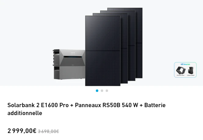 TEST Anker SOLIX Solarbank 2 Pro: Le meilleure kit énergie solaire en autoconsommation ? 75 Kit Solarbank 2 E1600 Pro + Panneaux Rs50b 540 W + Batterie Additionnelle