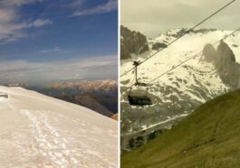 Immagini dalla Marmolada | Foto esclusiva inviata da Carlo Budel e uno screen dalla webcam sul Passo Padon