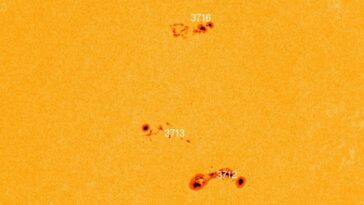 Trois taches solaires dirigées vers la Terre, l'une pouvant déclencher des éruptions de classe X : quels sont les risques 19 Crédit : NASA SDO/HMI