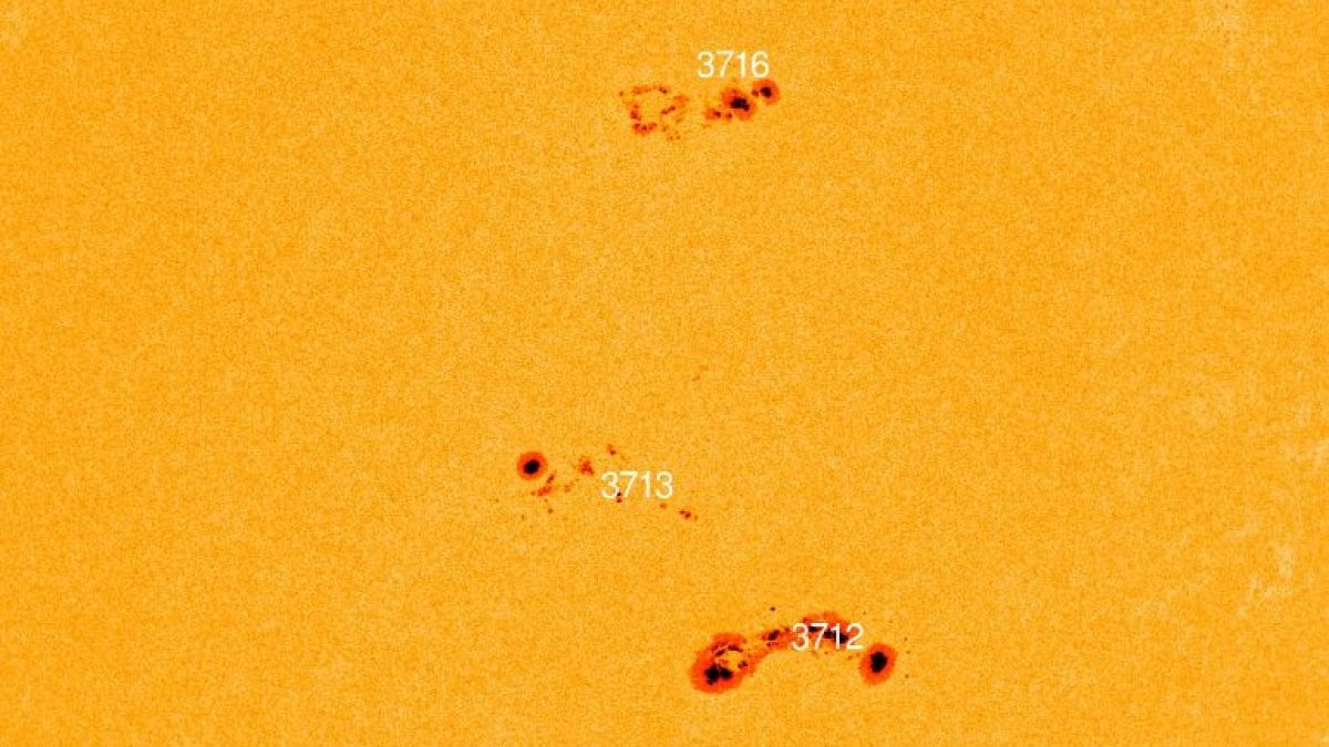 Trois taches solaires dirigées vers la Terre, l'une pouvant déclencher des éruptions de classe X : quels sont les risques 2 Crédit : NASA SDO/HMI