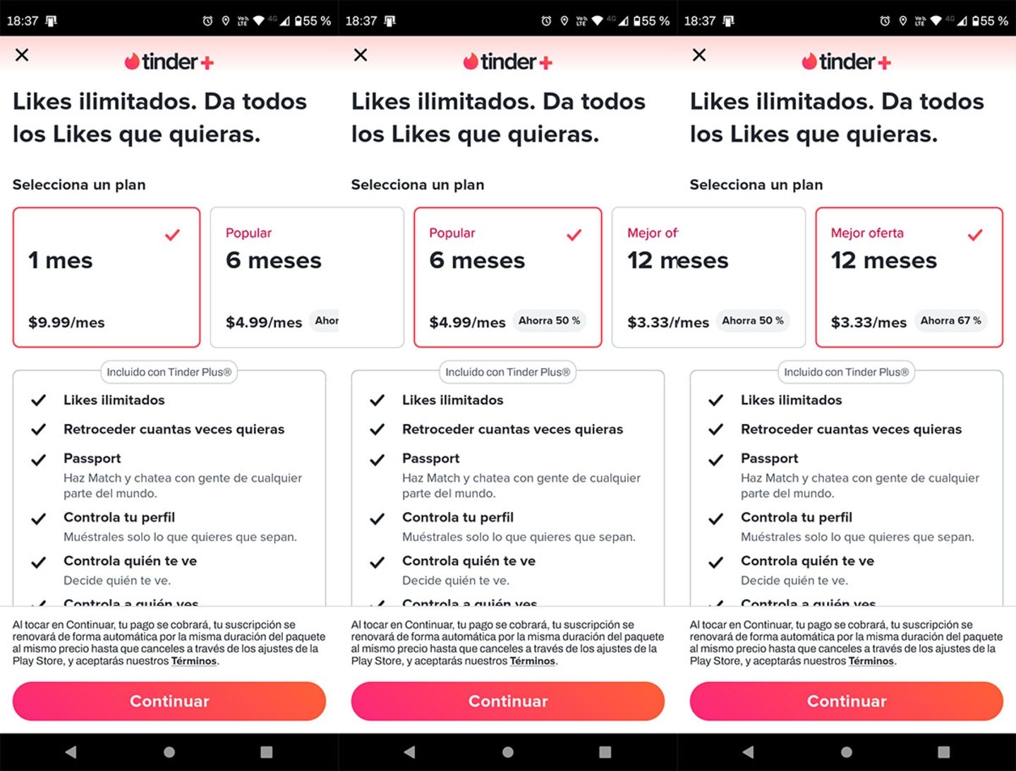 Prix de Tinder Plus