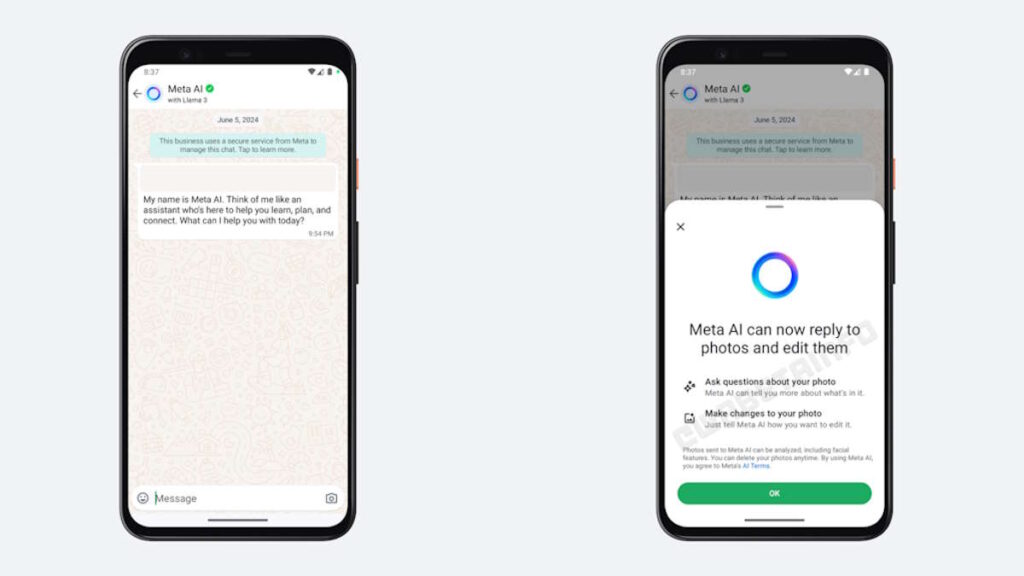 WhatsApp peut apporter l'IA de Meta pour analyser et éditer vos photos 3 WhatsApp IA Meta photographies