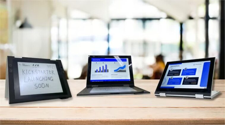 OKPad fusionne une dalle IPS couleur et un écran e-ink en un seul 2-en-1 convertible 1 OKPad merges color IPS panel and e-ink display into a single, convertible 2-in-1